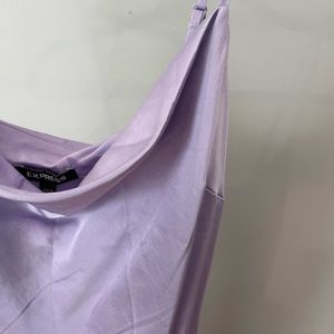 Express Satin Cowl Neck Midi Slip Dress | Purple | Size Small